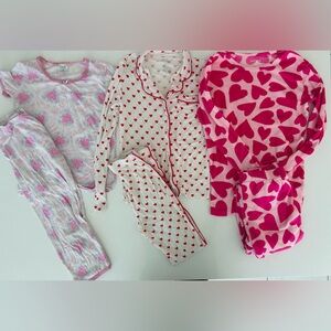 Charming Heart Kids Pajama Set - Pink and White
